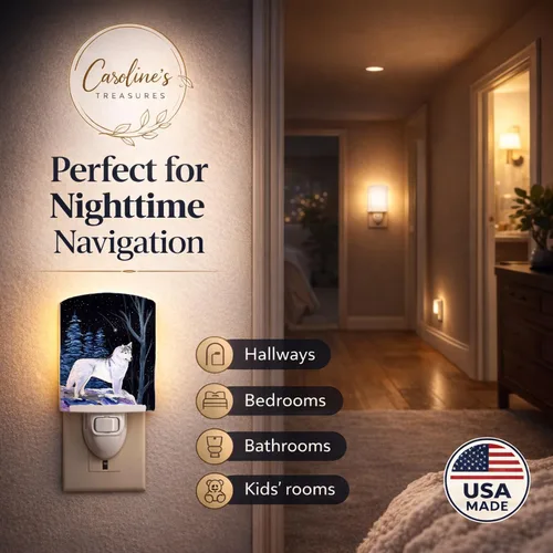 Miniatura 3 de Caroline's Treasures SS8400CNL - Luz nocturna de cerámica con forma de husky siberiano de noche estrellada, compacta, certificación UL, ideal