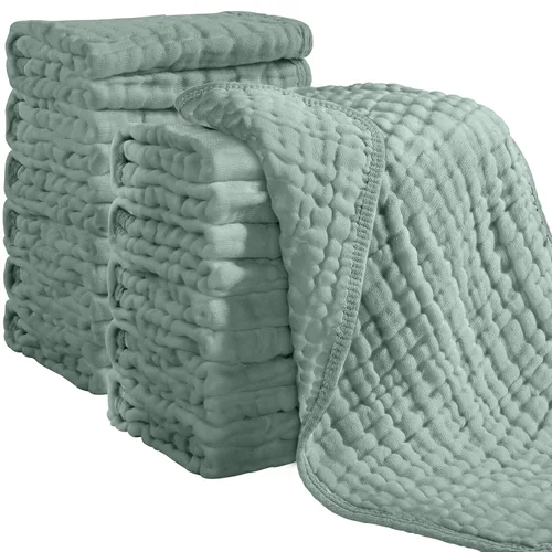 Miniatura 21 de Looxii - Paquete de 12 trapos de muselina para eructos, 100 % algodón, grandes, 20 x 10 pulgadas, extrasuaves y absorbentes, para bebés, niños