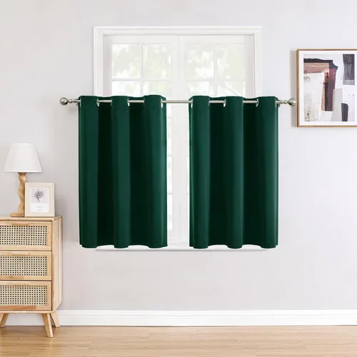 Miniatura 121 de ChrisDowa - Cortinas de cenefa pequeñas para cocina, cortinas cortas con ojales y aislamiento térmico para oscurecer la sala y habitación