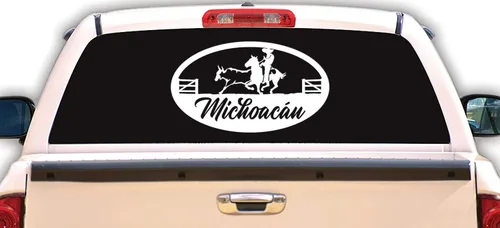 Miniatura 4 de Pegatinas de vinilo de Michoacán México, Coleadero Charreada Rodeo para carros Diseño Charro de México, Calcomanias para Trocas y Carros
