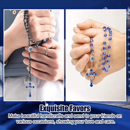 Miniatura 5 de 100 piezas de suministros para kits de fabricación de rosario, medallas con cruz y centro, dijes de aleación, crucifijos con imágenes religiosas