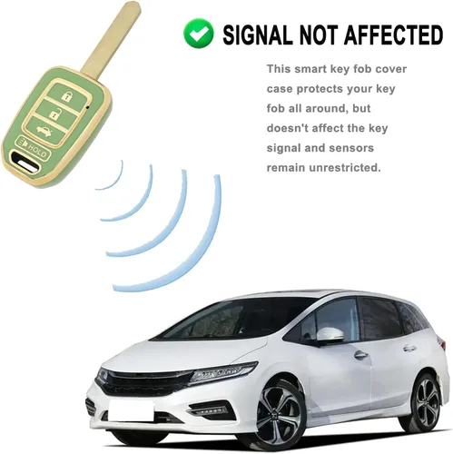 Miniatura 4 de Funda protectora para llavero de Honda Accord Civic CR-V HR-V, con soporte para llavero, cubierta protectora de entrada sin llaves, accesorios Verde