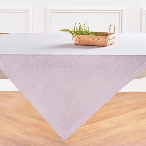 Miniatura 41 de Solino Home Mantel de lino 100 % puro de 52 x 52 pulgadas, mantel cuadrado de aguacate y blanco de rayas estrechas, hecho a mano, lavable a máquina