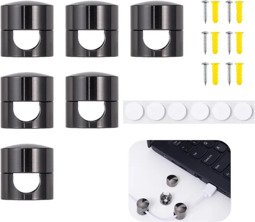 Miniatura 7 de 3 juegos de soportes para cables de carga, clips adhesivos de metal de color cobre antiguo, soportes de anclaje de cable ajustables, organizador