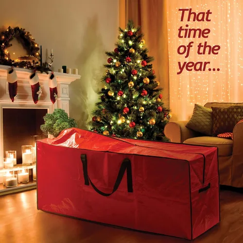Miniatura 6 de Sagler Bolsa de almacenamiento para árbol de Navidad de 9 pies, impermeable, resistente, bolsa grande para árbol de Navidad, asas reforzadas, doble