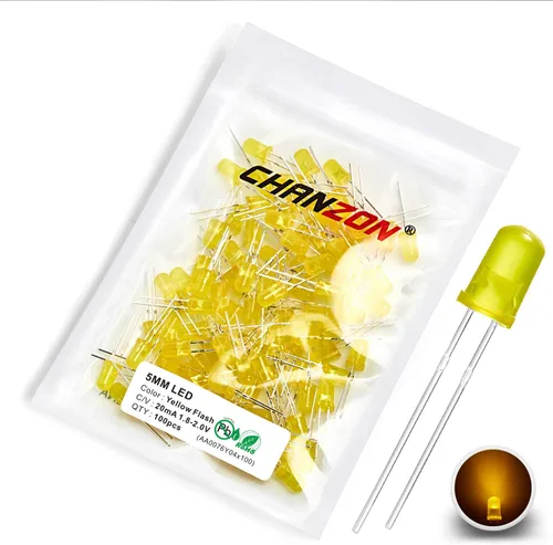 Miniatura 12 de Chanzon 100 unids 0.197 in parpadeante verde LED diodo luces 1.5Hz intermitente (lente difusa redonda DC 3V 20mA) iluminación brillante bombillas G)