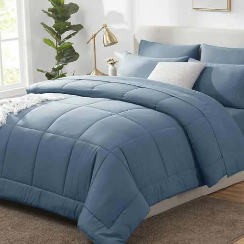 Miniatura 20 de CozyLux Juego de edredón tamaño King, color verde oliva, 7 piezas en una bolsa, edredón verde tamaño King, juegos de ropa de cama para todas