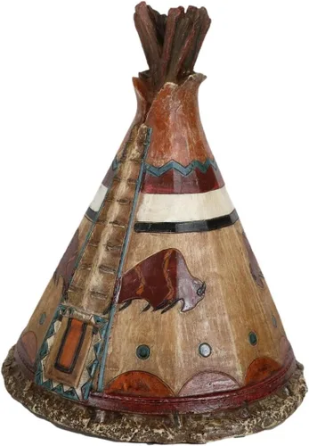 Miniatura 5 de Ebros Gift Cabaña de tipi indígena tribal occidental rústica con diseño de bisonte de carga, moneda de ahorro, hucha decorativa