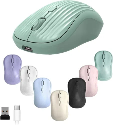 Miniatura 14 de ONE-UP Ratón inalámbrico, 2.4G + BT, batería recargable, 4 teclas, DPI: 800/1200/1600, silencioso, tipo C, receptor nano USB, ergonómico, portátil