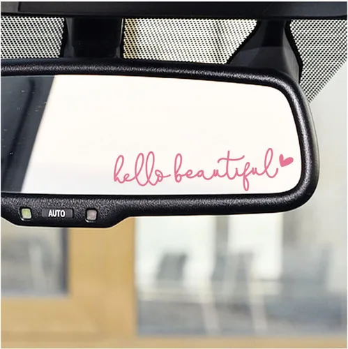 Miniatura 5 de 3 x Adhesivo para Espejo Retrovisor "Hello Beautiful", Adhesivos para Espejo de Tocador, Adhesivo de Vinilo para Espejo Retrovisor, Regalos de Rosa