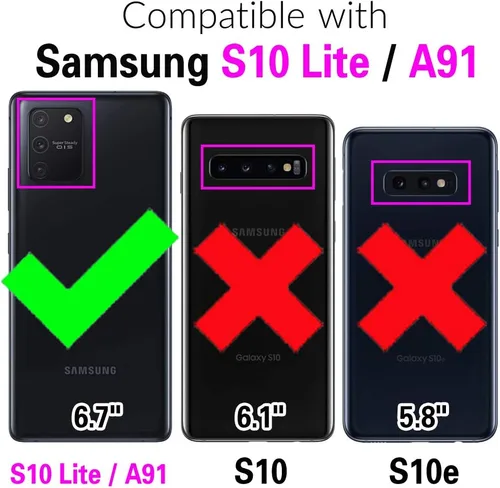 Miniatura 2 de Asuwish Funda para teléfono Samsung Galaxy S10 Lite con protector de pantalla de vidrio templado y soporte para anillo híbrido, accesorios de celda