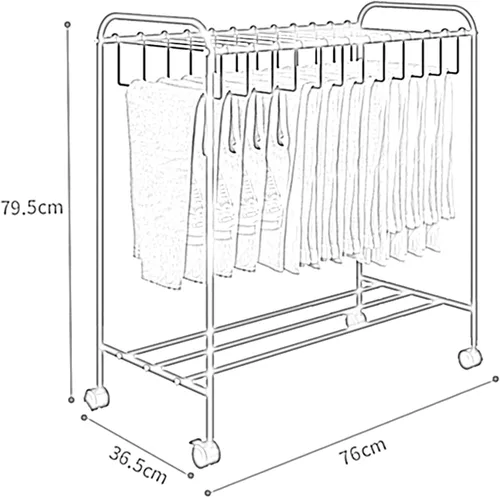 Miniatura 7 de Perchas para pantalones, carrito rodante para pantalones, organizador de armario móvil con 20 perchas de almacenamiento, soporte de almacenamiento