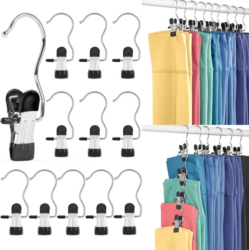 Miniatura 10 de Organizadores de armario y clips de almacenamiento, paquete de 20, organizador de leggins para armario, perchas para pantalones de yoga, clips