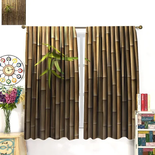 Miniatura 3 de Cortinas de bambú 3D impresas para exteriores, cortinas de bambú natural japonés zen, sala de estar, cocina, bolsillo para barra, cortinas