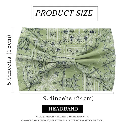 Miniatura 5 de Olbye Diademas anchas para mujer, diadema bohemia anudada, bandas elásticas antideslizantes para el cabello, diademas florales africanas, bandas