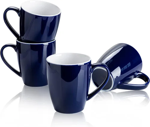 Miniatura 13 de Sweese - Tazas de porcelana para café de 16 onzas (hasta el borde) para café, café con leche, té, cacao, juego de 4, rojo