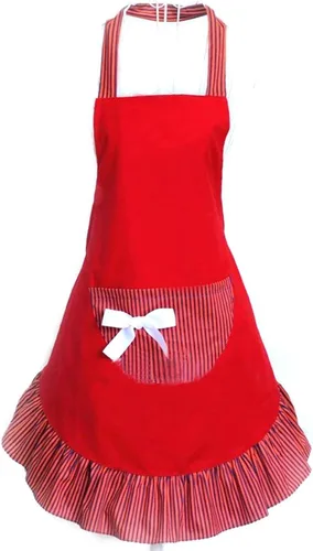 Miniatura 4 de Hyzrz adorables delantales con moño para niñas, divertidos delantales de cocina y restaurante, delantal de pastel con bolsillo para mujeres (Rosa)