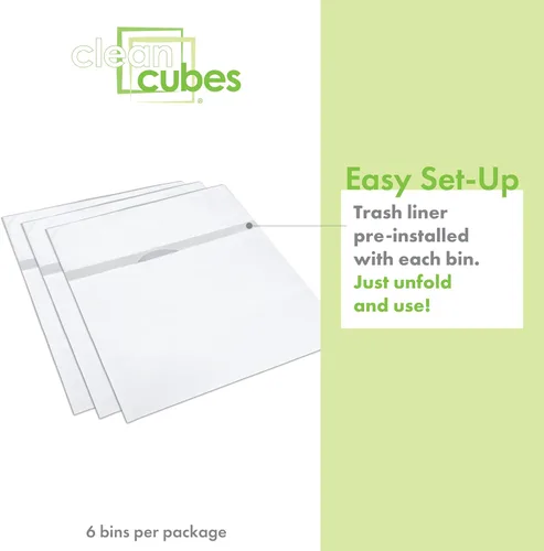 Miniatura 3 de Clean Cubes Botes de basura desechables de 13 galones (paquete de 6) con bolsas bajas, contenedores plegables de basura y reciclaje para fiestas