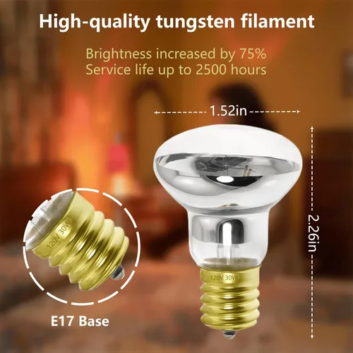 Miniatura 2 de Paquete de 2 Bombillas de Lámpara de Lava R39 E17 25W Bombillas Reflectoras para Dormitorio y Oficina 120V Bombilla de Lámpara de Lava de Repuesto
