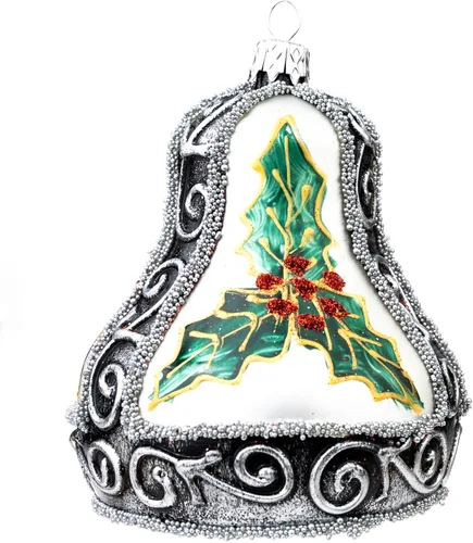 Miniatura 13 de Adorno de campana de Navidad de vidrio soplado de 4 pulgadas (estrella de fuego)