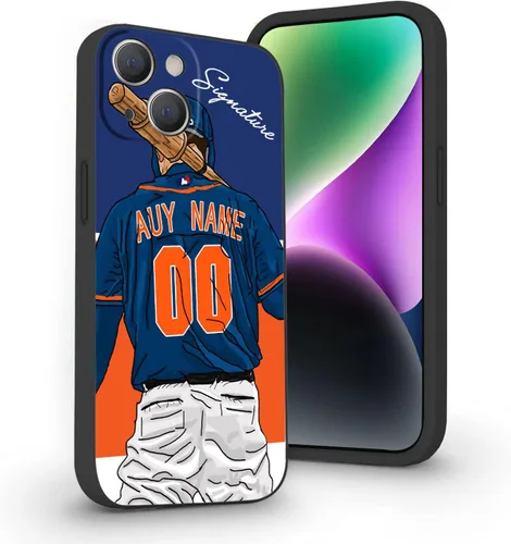Miniatura 26 de Estuche de Béisbol Personalizado con Nombre y Número de Liquid Silicone para iPhone 17 Air 16 15 Pro Max 14 13 Mini 12 11 Xs Xr SE3 8 7 6 Plus
