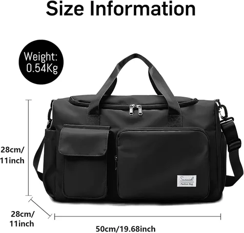 Miniatura 3 de Bolsa de deporte para gimnasio con compartimento para zapatos y bolsillo separado seco y húmedo para hombres y mujeres, bolso de entrenamiento
