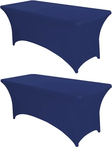Miniatura 35 de PTC21B - Juego de 6 manteles elásticos de 6 pies, color negro, rectangular, ajustable, lavable, de elastano, para fiestas, bodas, cócteles
