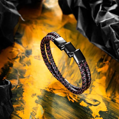 Miniatura 6 de Murtoo - Pulsera de cuero trenzado para hombre, color marrón y negro