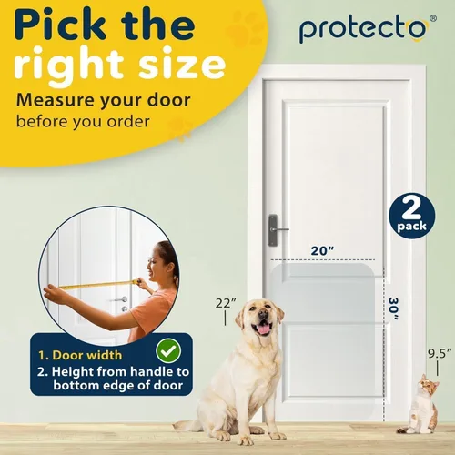 Miniatura 2 de PROTECTO Paquete de 2 protectores de puerta resistentes contra arañazos de perros, 30 x 20 pulgadas, protector de arañazos de puerta transparente