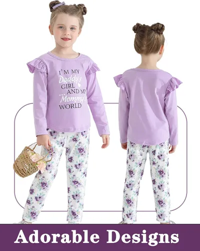 Miniatura 3 de SUNNY PIGGY Baby Girl Clothes Toddler Girl Outfits Ruffle Infant Baby Girl Fall Winter Clothing Flared Pants Set