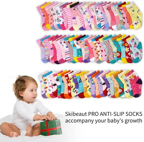Miniatura 6 de 12 pares de calcetines antideslizantes antideslizantes para niños, calcetines de algodón para niños de 1-33-55-7 años de edad, niños y niñas