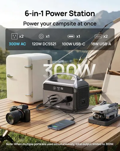 Miniatura 2 de DaranEner Estación de energía portátil LiFePO4 de 192 Wh, generador solar con bolsa de almacenamiento, 2 CA 300 W (sobretensión de 600 W), USB-C 60