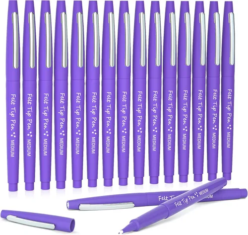 Miniatura 15 de Lelix Bolígrafos de punta de fieltro, paquete negro de 15 unidades, punta media de 0.7mm, marcadores de punta de fieltro para diario, escritura