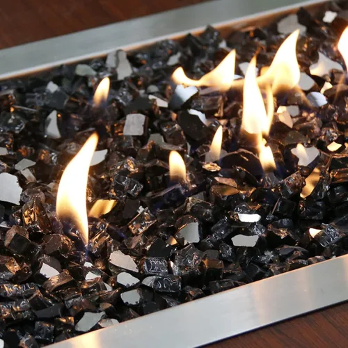 Miniatura 8 de Vidrio ignífugo de 10 libras, vidrio reflectante negro de 1/2 pulgada para fogata de propano, rocas de vidrio para hogueras seguras para chimenea