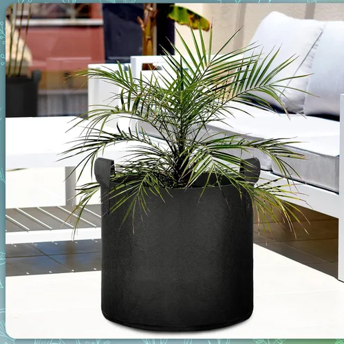 Miniatura 8 de Hoolerry Paquete de 7 bolsas de cultivo de plantas negras de varios tamaños, bolsas de cultivo no tejidas gruesas en 4 tamaños, 10, 7, 5 y 3