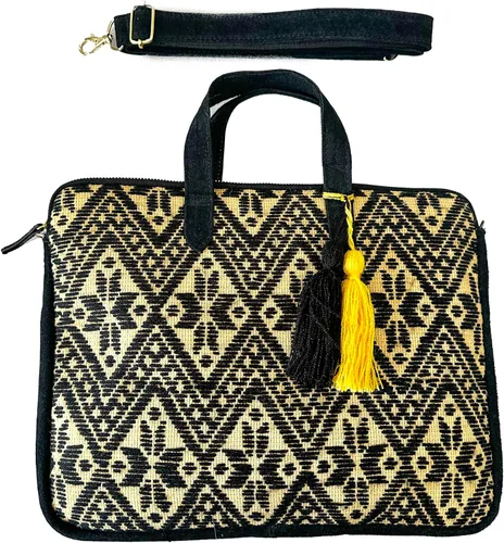 Miniatura 7 de Funda para portátil de 13" "Martha", fabricada por Jühue Artesanal, Funda negra para portátil, funda para portátil hecha a mano hecha en México