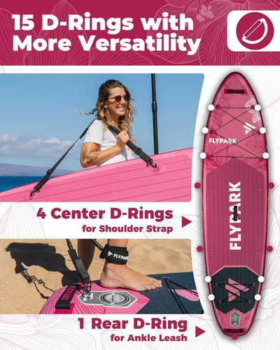 Miniatura 7 de Flypark 11'x34 Inflatable Paddle Boards, Extra Wide SUP for 420lbs/3Adults, Yoga Stand Up Paddle Board, 110L Backpack, 15 D-Rings, Shoulder Strap