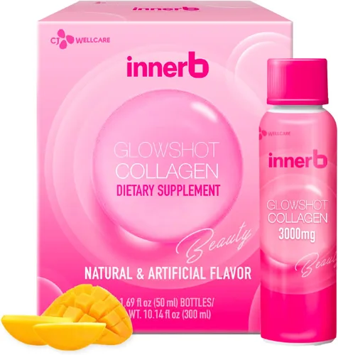 CJwellcare Innerb Glowshot Collagen (10.1 onzas líquidas, 6 porciones) – Colágeno líquido marino para mujeres, 3,000mg de péptidos de colágeno,