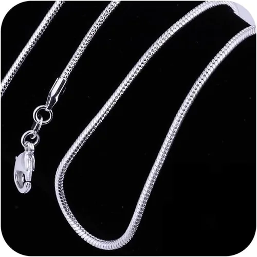 Miniatura 2 de Yuren Collar de cadena de serpiente de plata de ley 925 de 0.079 in, joyería para hombres y mujeres (16-24 pulgadas)