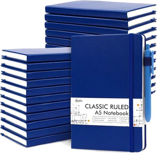 Miniatura 20 de Feela - Paquete de 24 cuadernos en blanco para el trabajo, cuaderno de negocios de tapa dura con líneas para escritura y soporte para bolígrafos