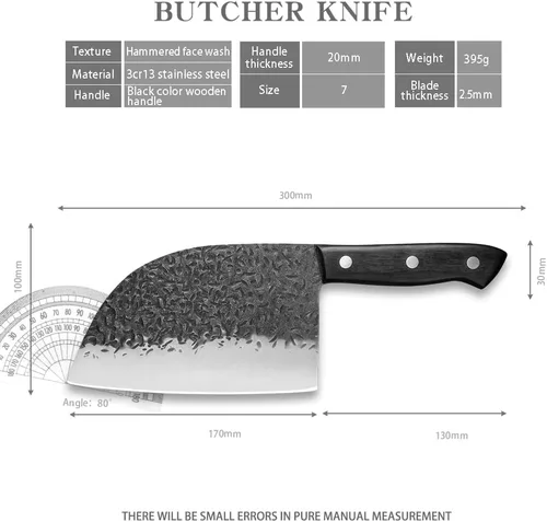 Miniatura 2 de Cuchillo de carnicero tradicional de 7 pulgadas, cuchillo de chef de acero de alto carbono, cuchillo serbio para cocina, campamento o barbacoa