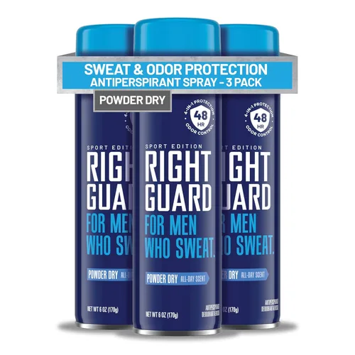 Miniatura 7 de Right Guard Sport Fresh Scent Antiperspirant & Deodorant Spray - Spray desodorante de protección 4 en 1 para hombres, bloquea el sudor, protección
