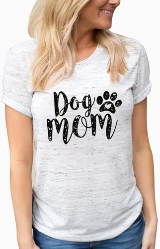 Miniatura 2 de Camisetas para mujer con diseño de huellas de perro y cuello redondo, manga corta, para mamá