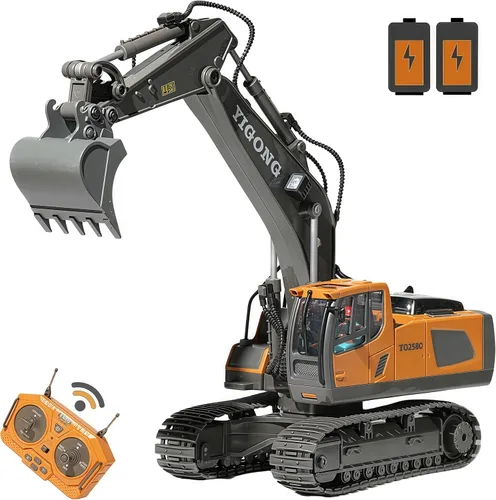Excavadora RC con luces y sonido, vehículos de construcción, juguetes de 11 canales, control remoto, equipo pesado, juguete para adultos, niños,