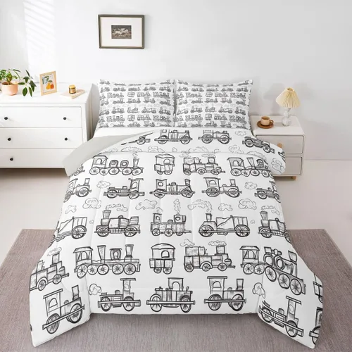 Miniatura 34 de Feelyou Juego de ropa de cama de camión de bomberos, edredón de coche de bomberos y policía para decoración de habitación de niños, tamaño Multi D05