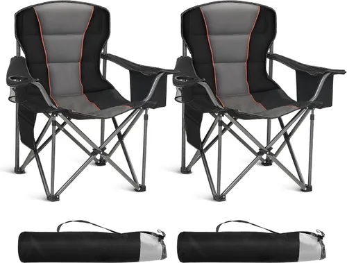 HIGH POINT SPORTS Silla plegable de campamento de gran tamaño, sillas de césped portátiles resistentes, sillas plegables para exteriores con