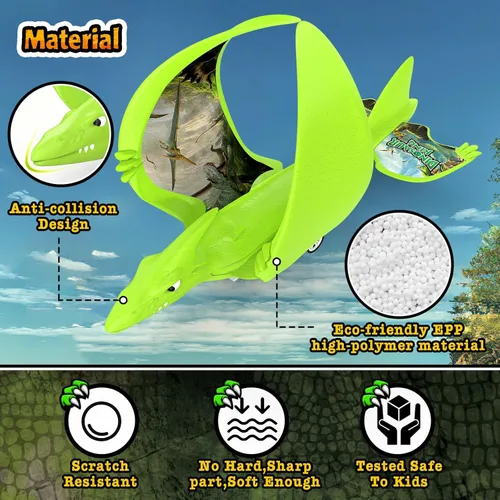 Miniatura 5 de Aiencsai Paquete de 3 juguetes de lanzamiento de aviones de dinosaurio para niños, aviones de espuma para niños juguetes de niños con calcomanías