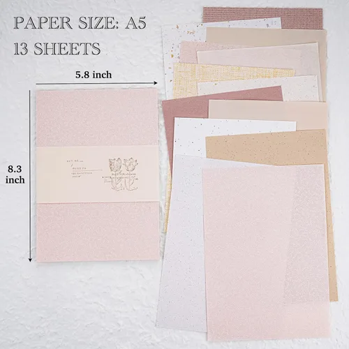 Miniatura 2 de Juego surtido de 13 hojas de papel texturizado para álbumes de recortes, papel especial para manualidades para álbumes de recortes, suministros