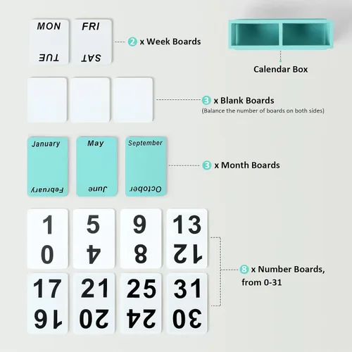 Miniatura 4 de Calendario Perpetuo de Bloques de Madera para Escritorio, Calendario Diario de Escritorio de Pie con Pantalla Grande, Accesorios de Escritorio