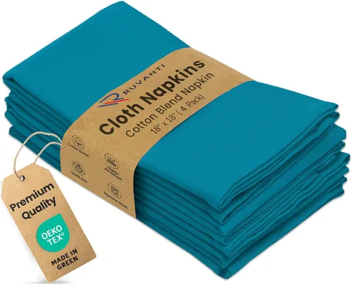 Miniatura 60 de Ruvanti - Juego de 4 servilletas de tela de 45x45 centímetros, lavables, suaves, duraderas, absorbentes, mezcla de algodón. Servilletas de mesa